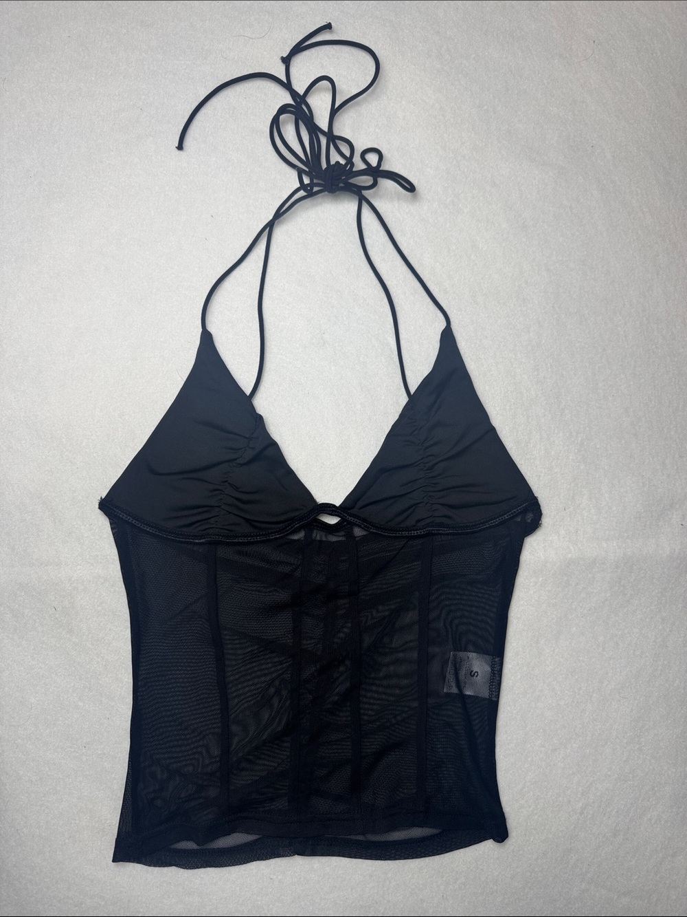SHEIN Black Mesh Halter Bustier Tank Top
